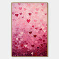 HEART RAIN: Textured Impasto Abstract Oil Painting in Pink and Red