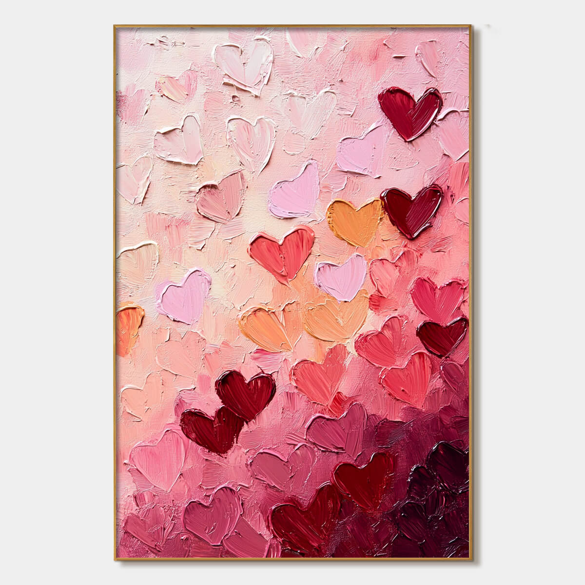 HEARTSCAPE: Textured Impasto Abstract Oil Painting in Pink and Red