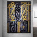 Abstract Calligraffiti - Black & Gold (Gray Background)