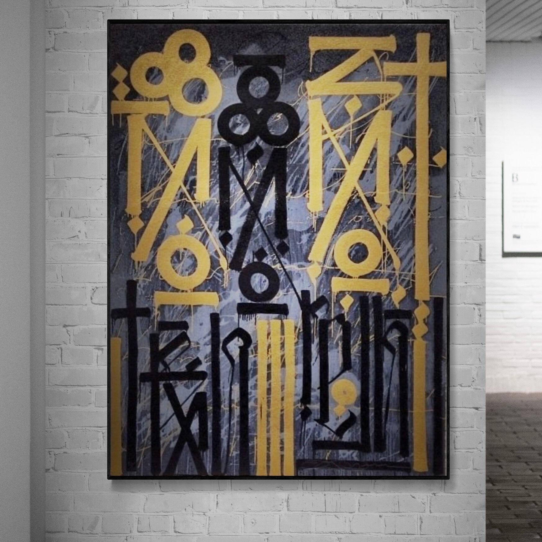 Abstract Calligraffiti - Black & Gold (Gray Background)