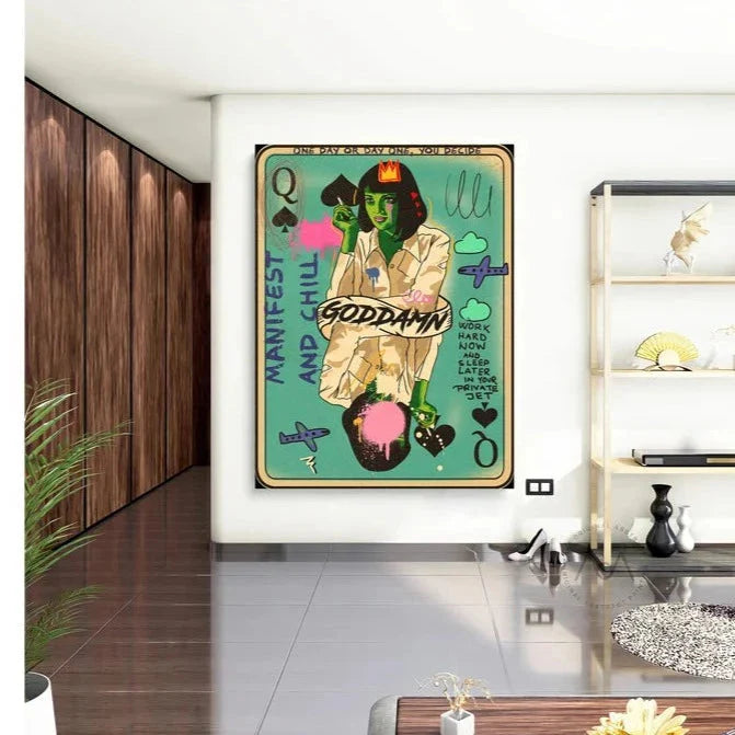 Uma Thurman Pulp Fiction Card Graffiti Wall Art