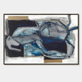 INDIGO DREAMSCAPE: Abstract Blue and Gold Oil Painting