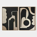 INK BLOT DUO: Abstract Painting, Set of 2, Minimalist Decor, Black and White Wall Art