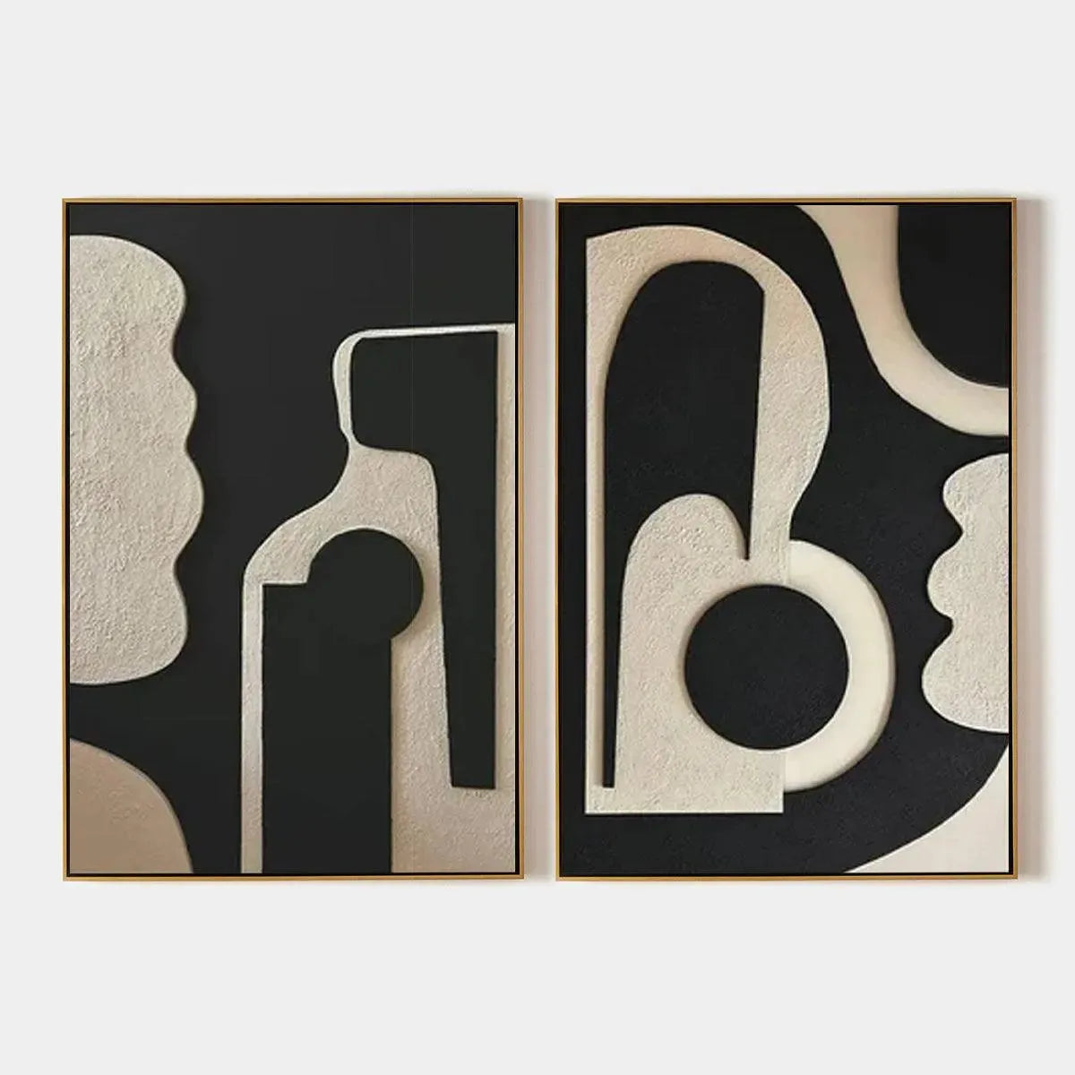 INK BLOT DUO: Abstract Painting, Set of 2, Minimalist Decor, Black and White Wall Art