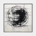 INK VORTEX: Minimalist Black and White Abstract Oil Painting