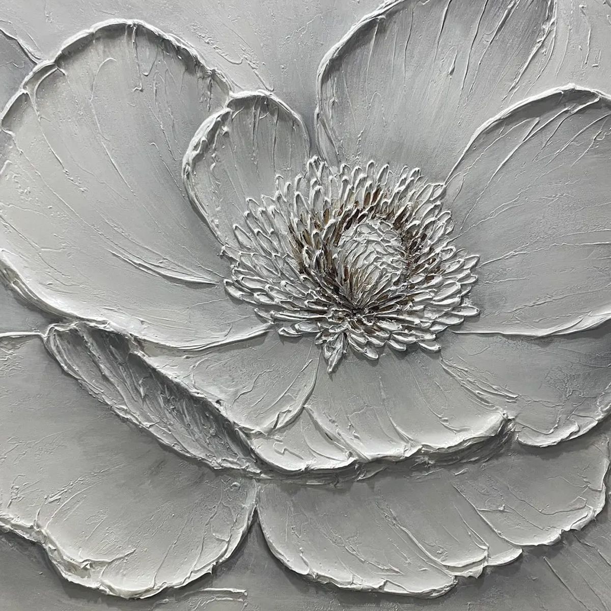 IVORY BLOOM: Minimalist Textured Floral Oil Painting