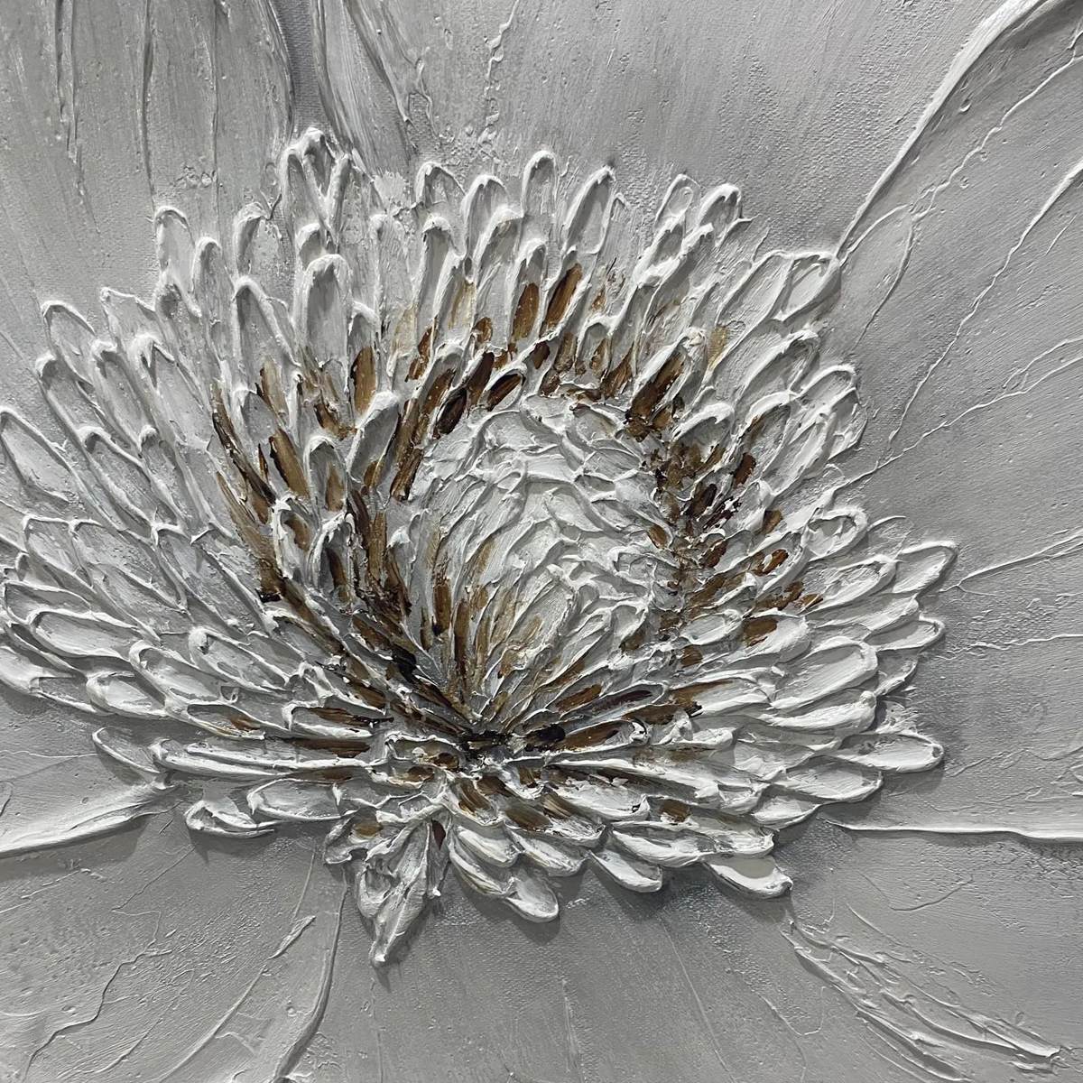 IVORY BLOOM: Minimalist Textured Floral Oil Painting