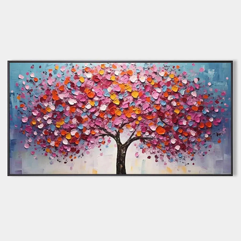 JEWEL TONES TREE: Textured Impasto Tree Painting in Vibrant Pink