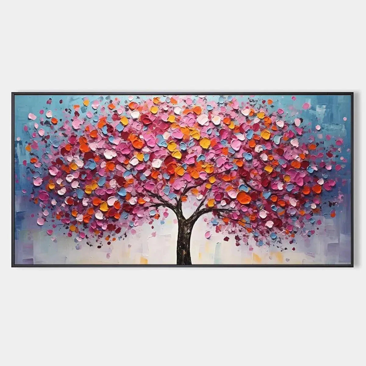 JEWEL TONES TREE: Textured Impasto Tree Painting in Vibrant Pink