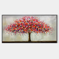 JEWEL TREE: Colorful Abstract Tree Painting, Impasto Texture, Horizontal Canvas, Modern Wall Art