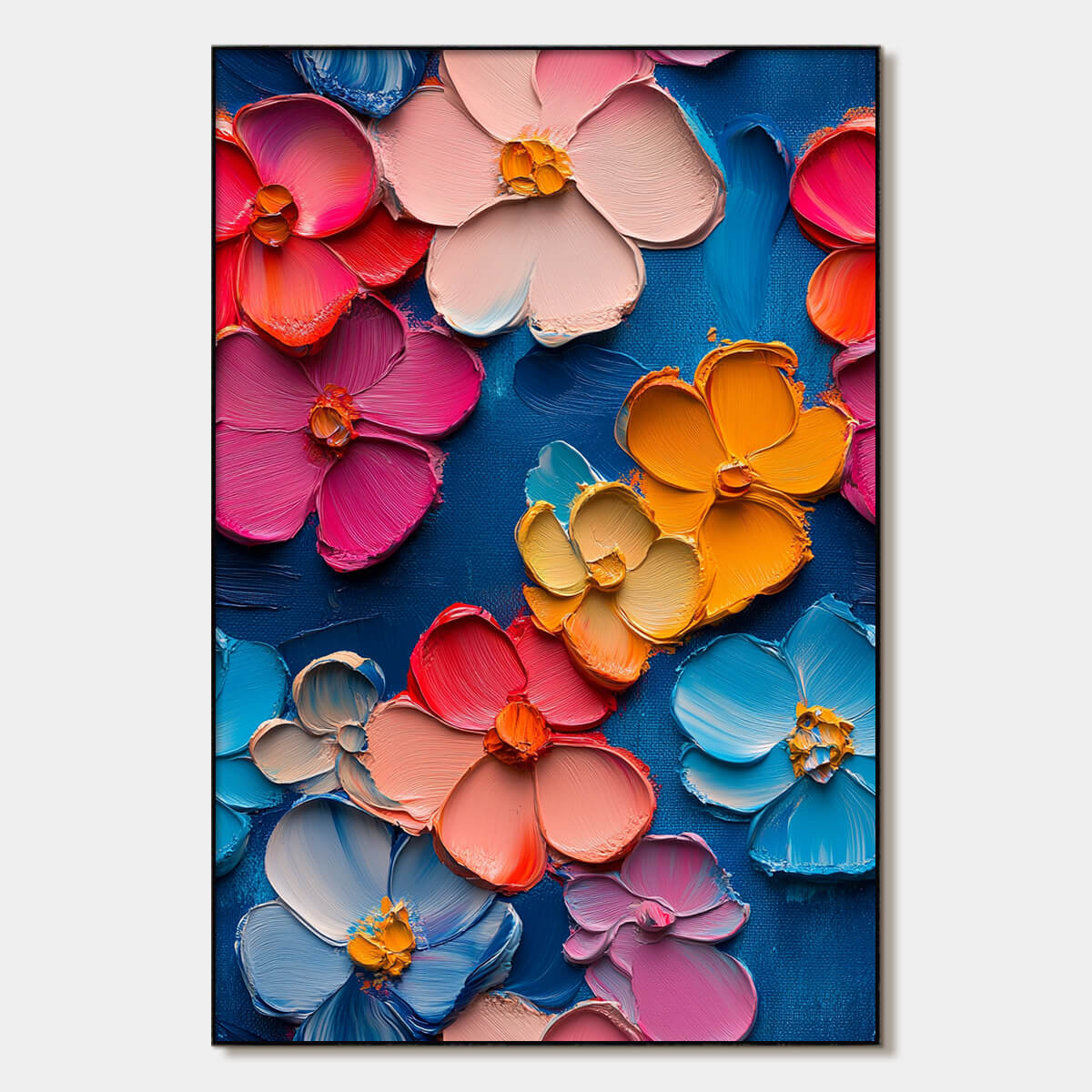 JEWEL GARDEN: Colorful Impasto Floral Oil Painting on Canvas