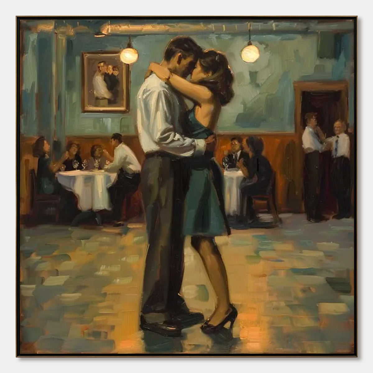 LAST DANCE: Romantic Figurative Oil Painting of Couple Dancing