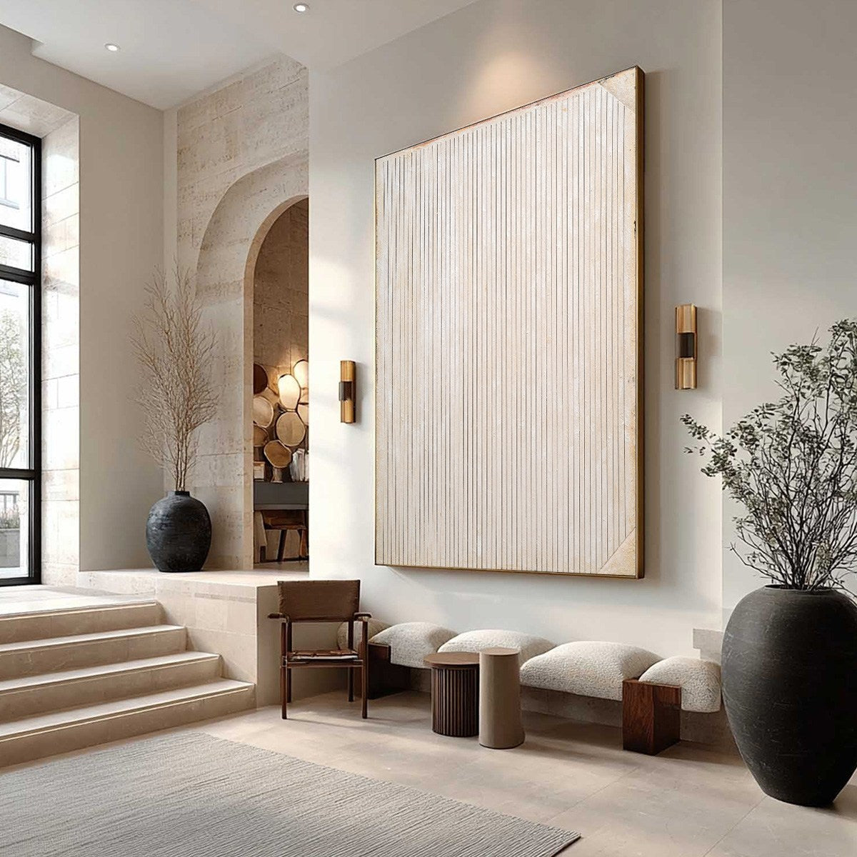 LINEAR CALM: Textured Minimalist Abstract Line Art Painting