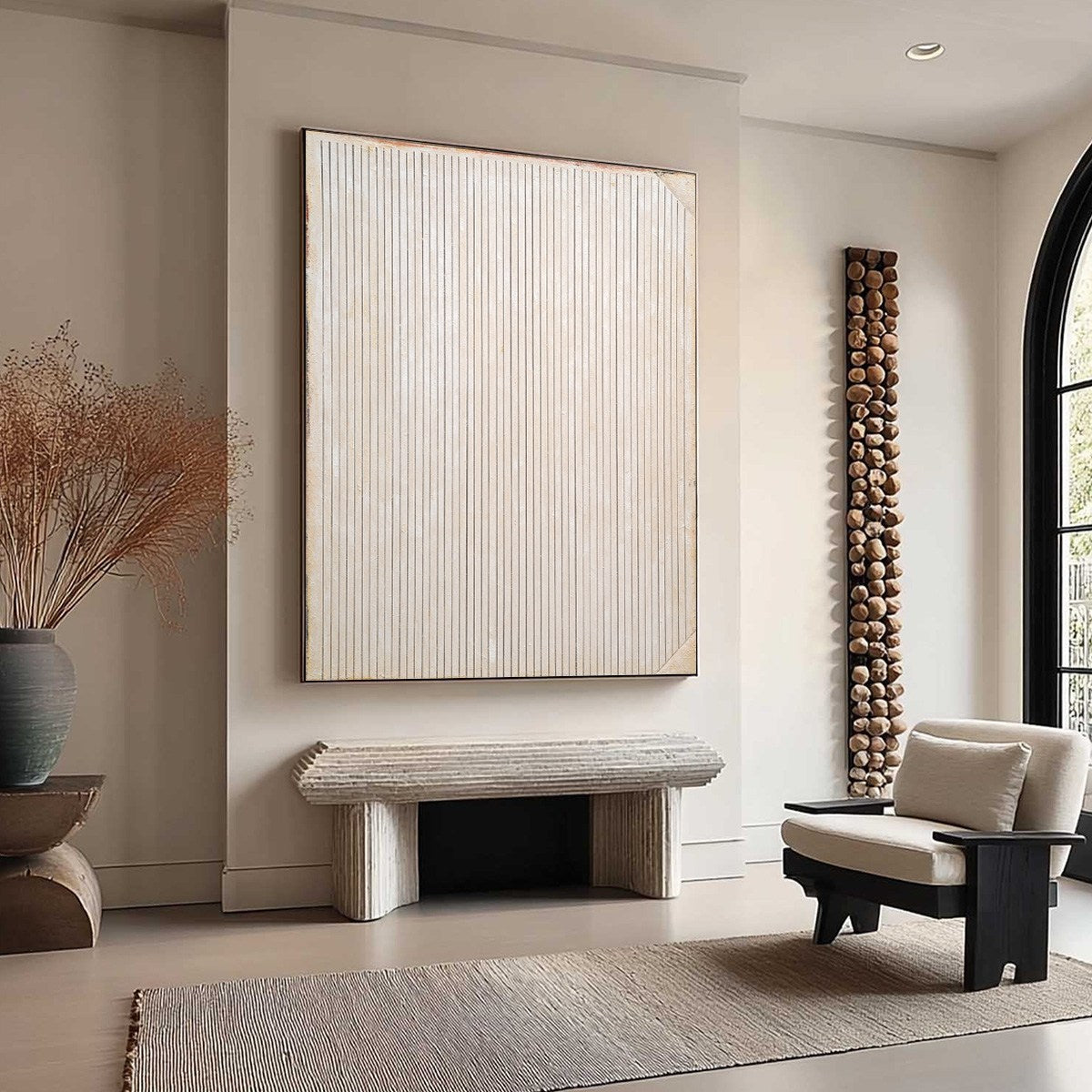 LINEAR CALM: Textured Minimalist Abstract Line Art Painting