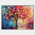 LIVING RAINBOW: Textured Impasto Tree of Life Oil Painting