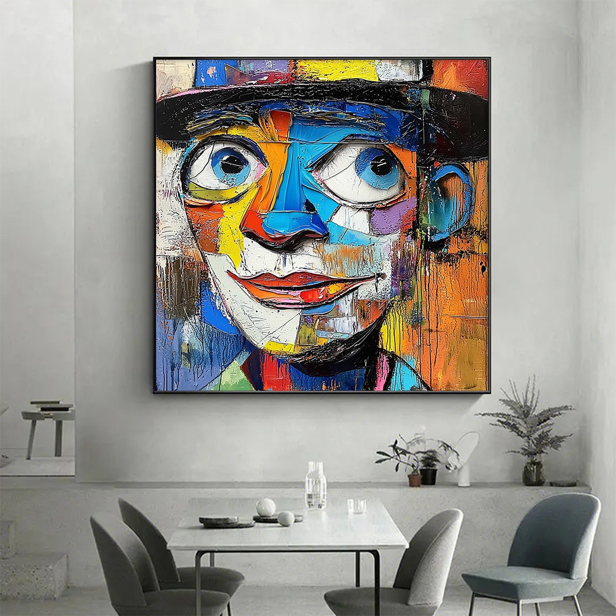 LAUGHING EYES: Textured Impasto Clown Portrait Oil Painting