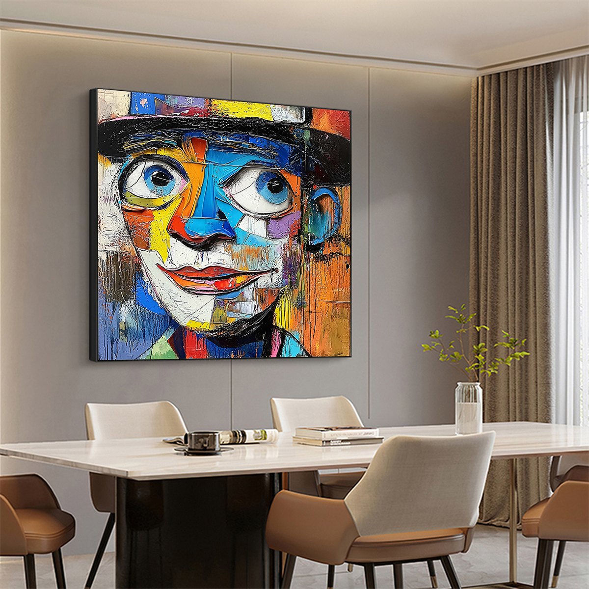 LAUGHING EYES: Textured Impasto Clown Portrait Oil Painting