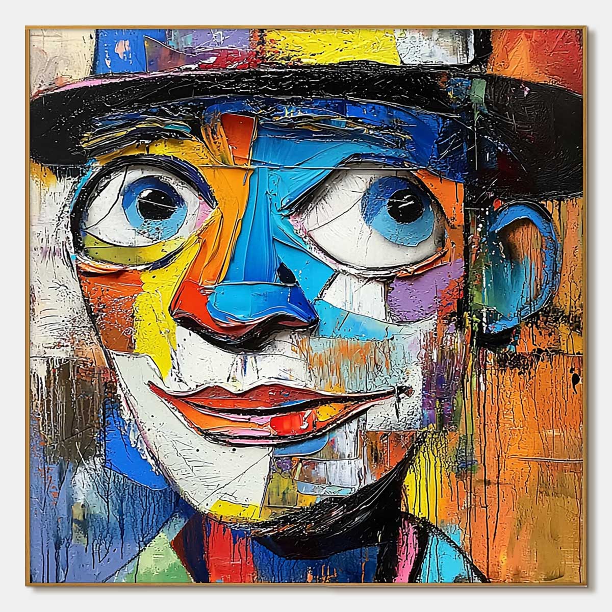 LAUGHING EYES: Textured Impasto Clown Portrait Oil Painting