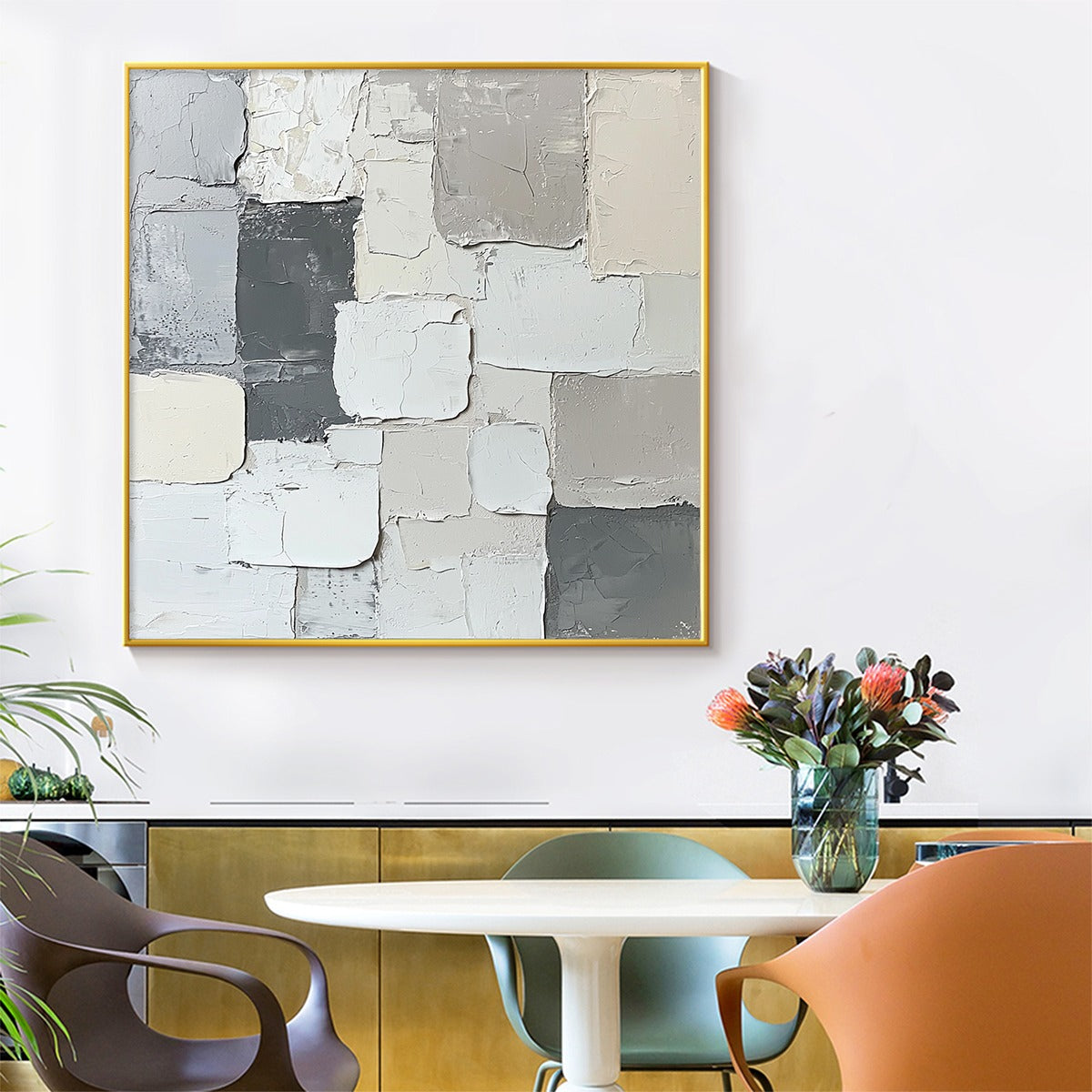 LAYERED HARMONY: Textured Abstract Oil Painting
