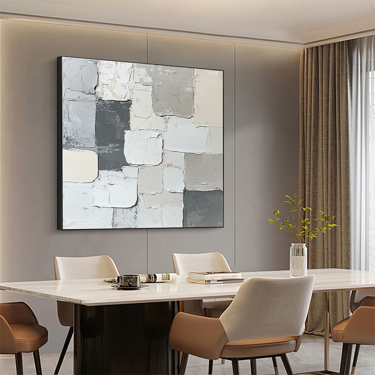 LAYERED HARMONY: Textured Abstract Oil Painting