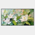 MAGNOLIA BLOSSOMS: Textured Floral Painting, Impasto Wall Art, Horizontal Canvas, Magnolia Decor