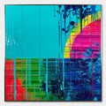MELTING HORIZON: Vibrant Abstract Glitch Art Oil Painting