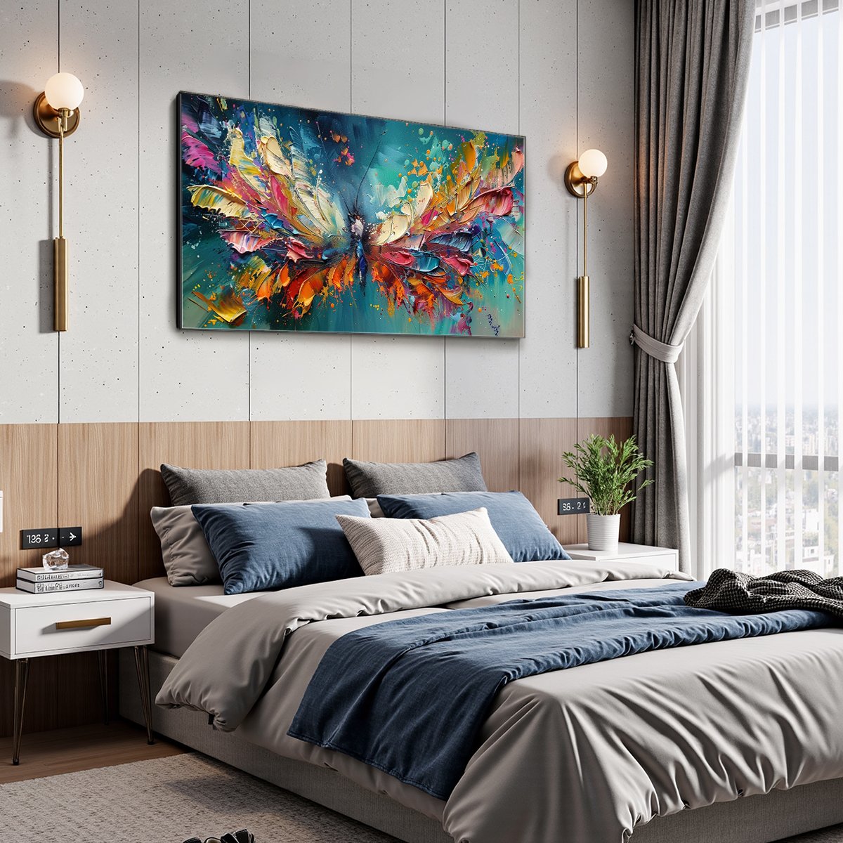 METAMORPHOSIS: Textured Impasto Colorful Butterfly Oil Painting