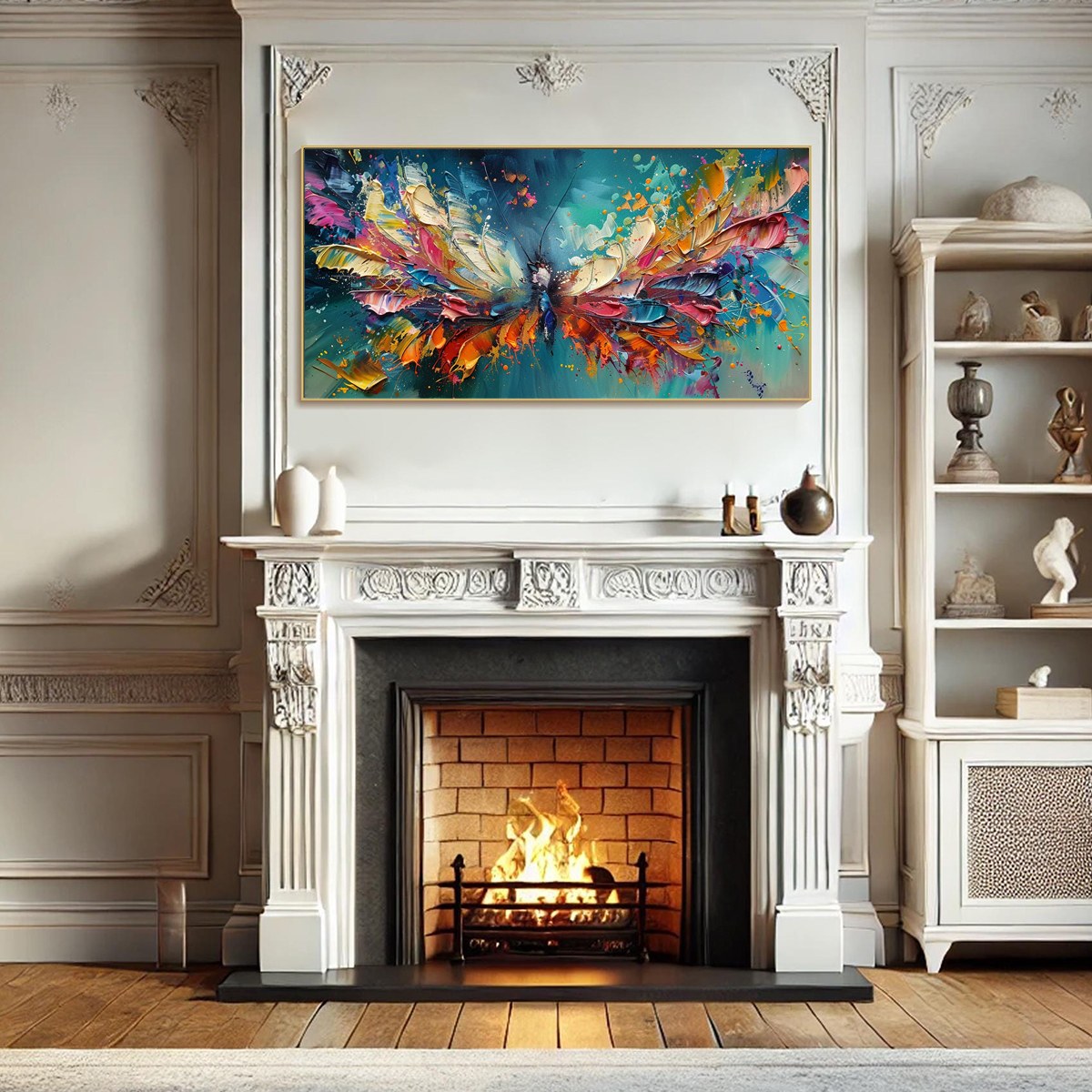 METAMORPHOSIS: Textured Impasto Colorful Butterfly Oil Painting