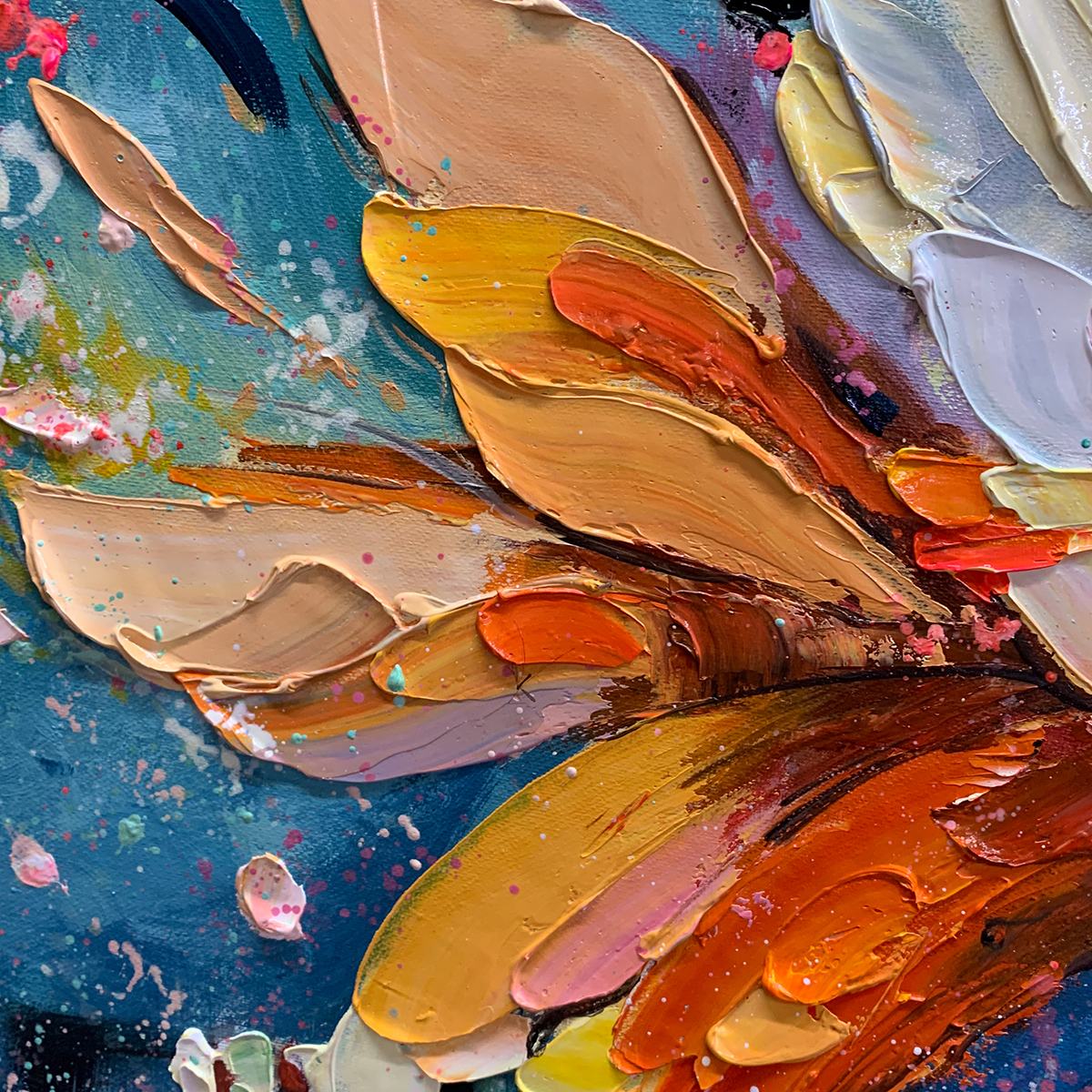 METAMORPHOSIS: Textured Impasto Colorful Butterfly Oil Painting
