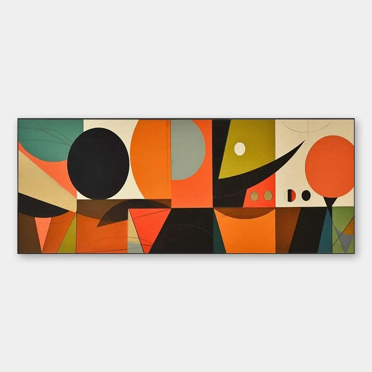MID-CENTURY MODERN GEOMETRIC PANORAMIC: Abstract Painting, Panoramic Wall Art, Mid-Century Modern Decor