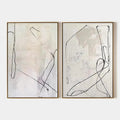 MINIMALIST ABSTRACT DIPTYCH: Beige Abstract Painting Set of 2