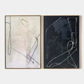 MINIMALIST ABSTRACT DUO: Set of 2 Abstract Paintings in Black and White