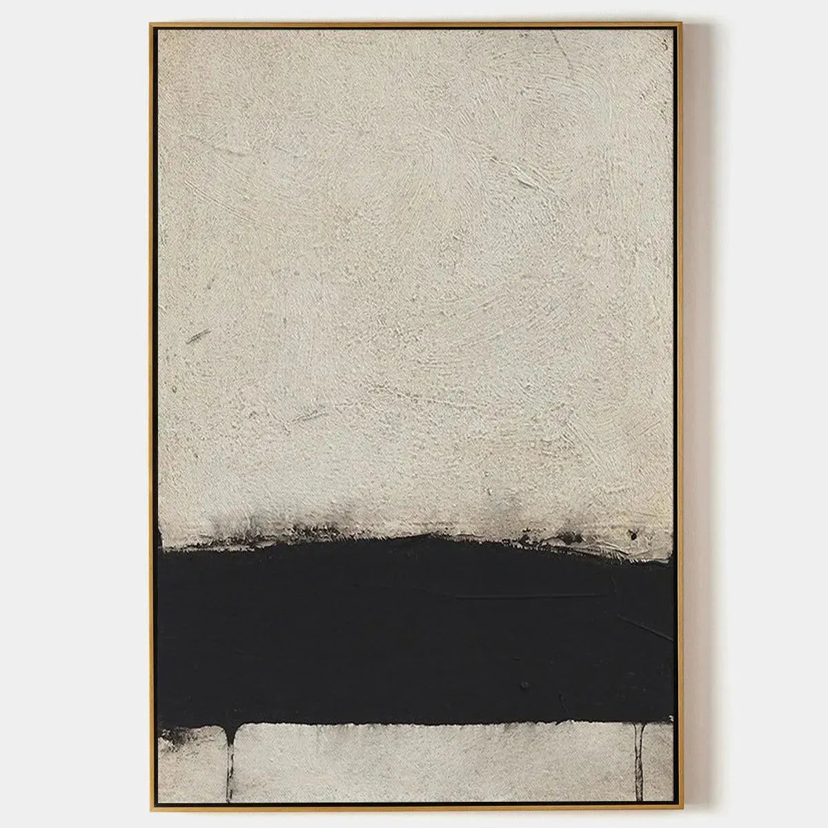 MINIMALIST BLACK AND WHITE LANDSCAPE: Textured Abstract Painting, Vertical Wall Art