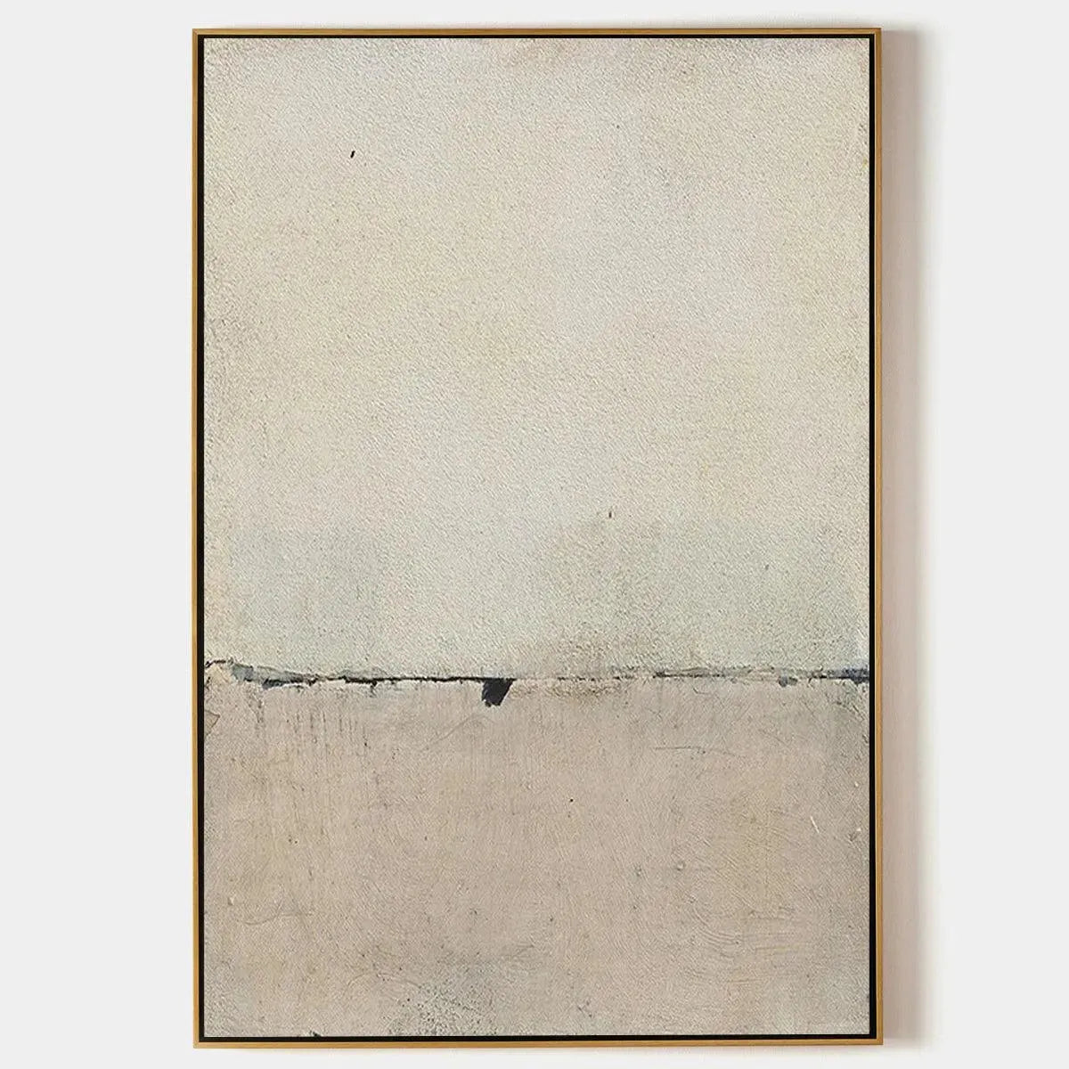 MINIMALIST EARTHSCAPE: Neutral Abstract Landscape Painting, Vertical Wall Art