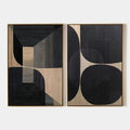 MINIMALIST GEOMETRIC DIPTYCH: Abstract Geometric Painting Set of 2, Square Wall Art