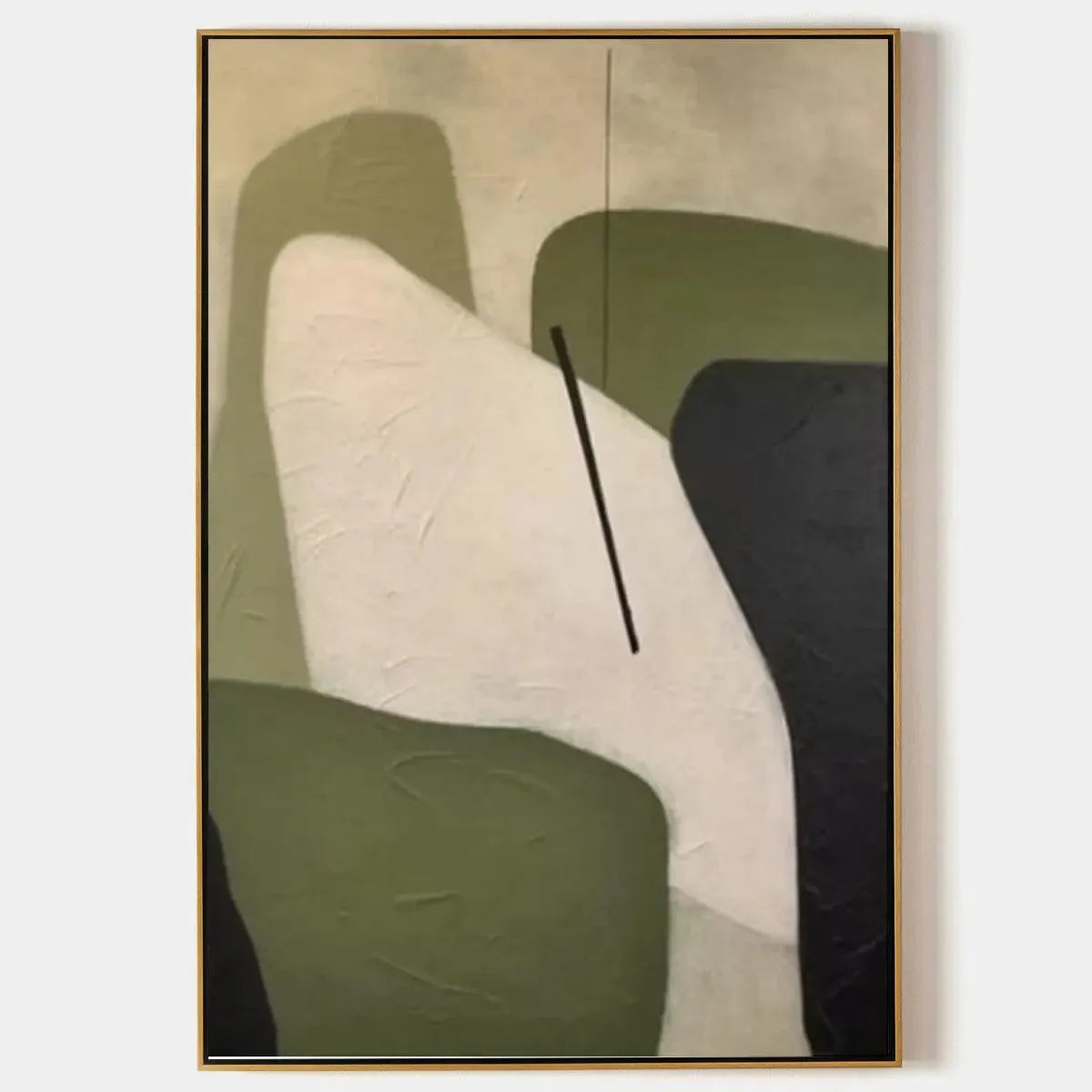 MINIMALIST GREEN ABSTRACT: Modern Abstract Painting, Vertical Wall Art