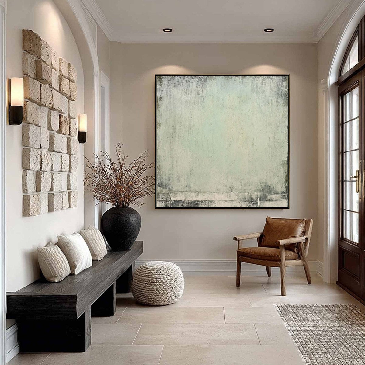 MISTY MORNING: Textured Minimalist Abstract Oil Painting