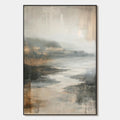 MISTY SHORES: Minimalist Coastal Landscape Oil Painting
