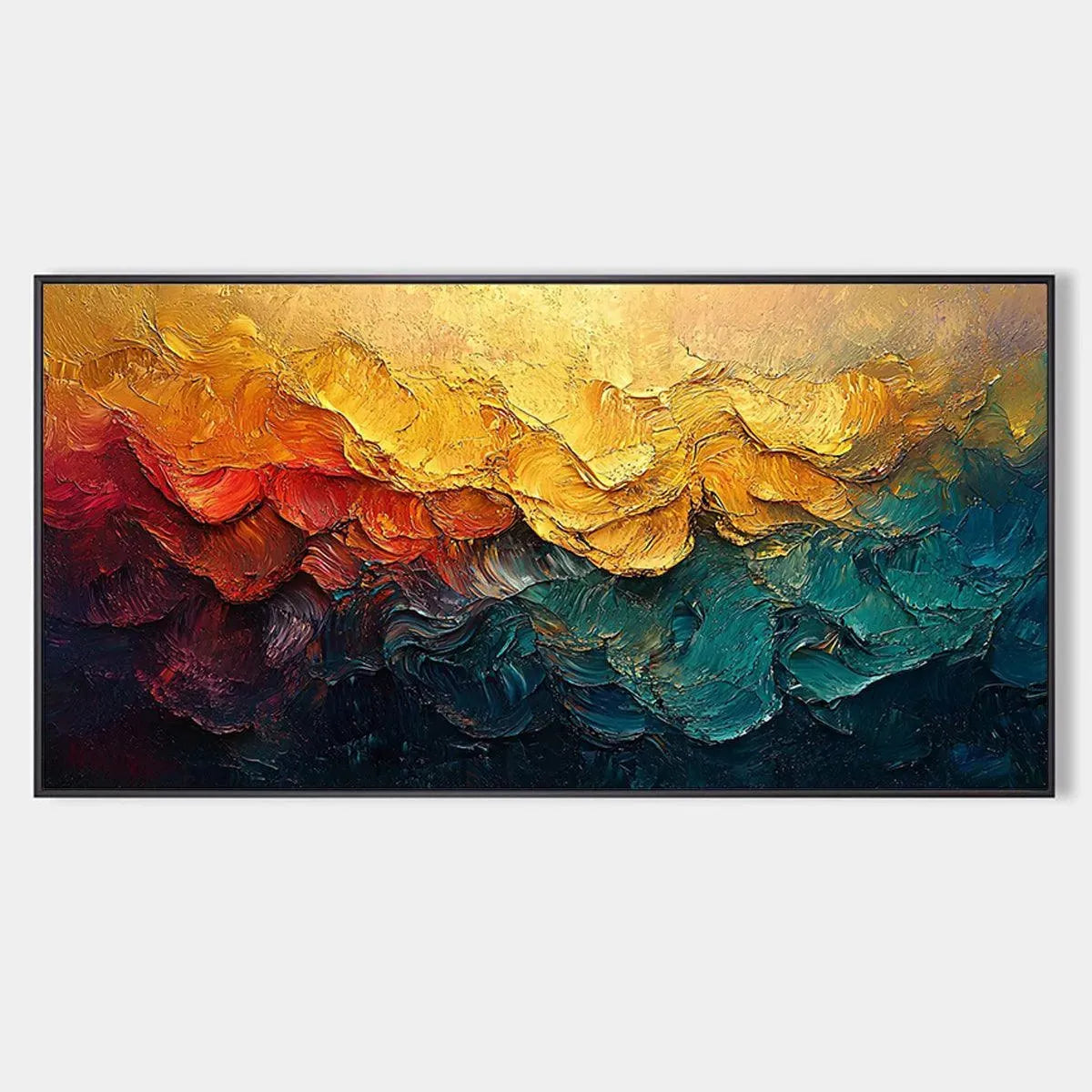MOLTEN HORIZON: Textured Impasto Abstract Landscape Oil Painting
