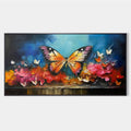 MONARCH'S REPOSE: Orange and Purple Butterfly with Floral Impasto Oil Painting
