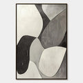 MONOCHROME FLOW: Minimalist Abstract Shapes Oil Painting