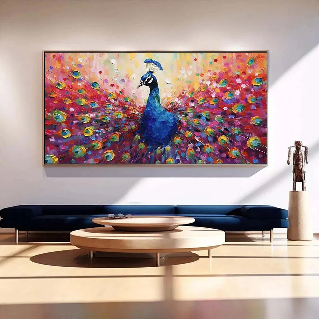 MAJESTIC PEACOCK: Vibrant Peacock Painting on Canvas