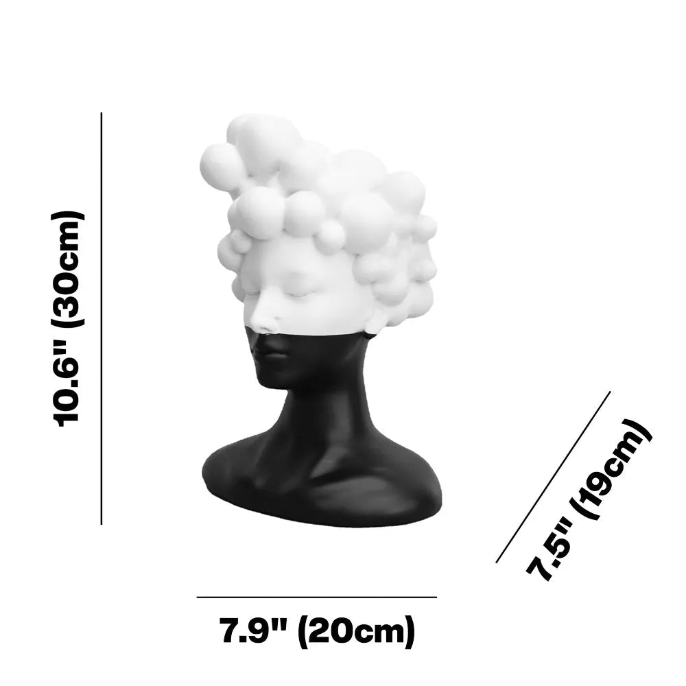 Modern Minimalism - Black and White Female Head Statue for Elegant Decor