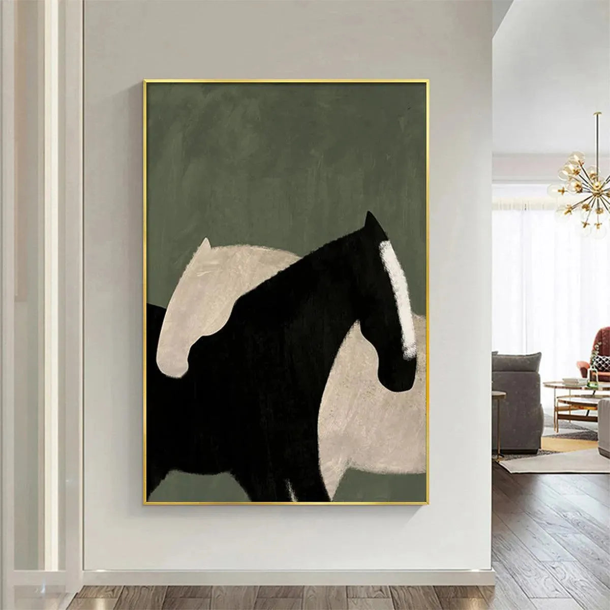 MINIMALIST HORSES: Abstract Horse Painting, Vertical Wall Art