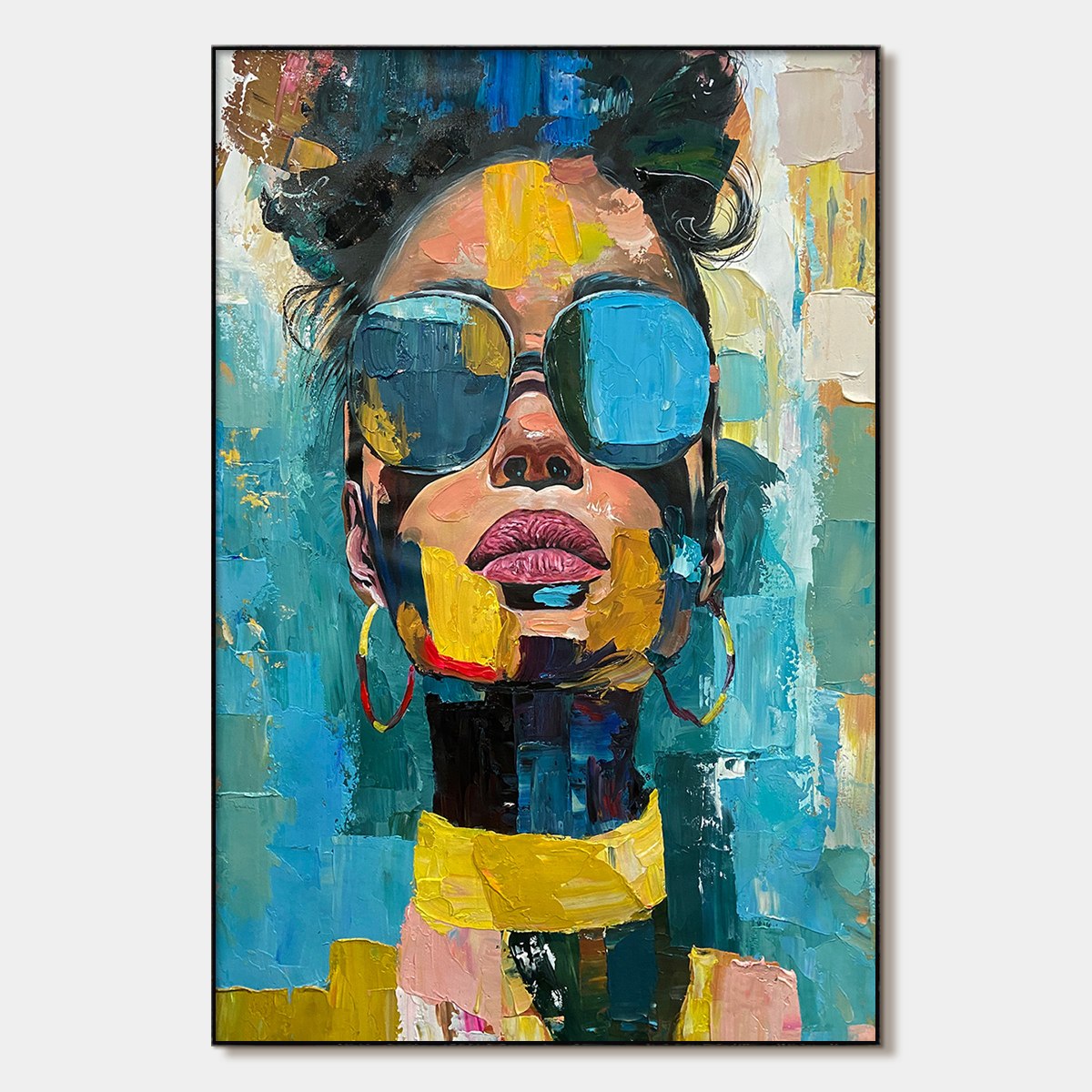 GOLDEN GAZE: Modern Portrait Impasto Oil Painting