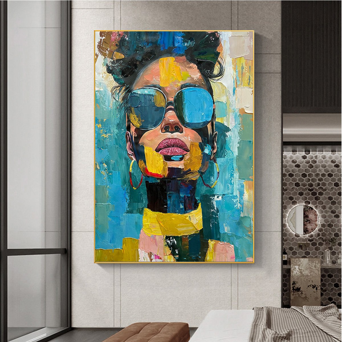 GOLDEN GAZE: Modern Portrait Impasto Oil Painting