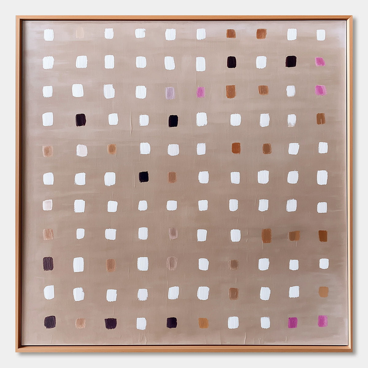NEUTRAL HARMONY: Minimalist Abstract Grid Oil Painting