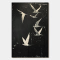 NIGHT FLIGHT: Monochromatic Birds in Flight Oil Painting
