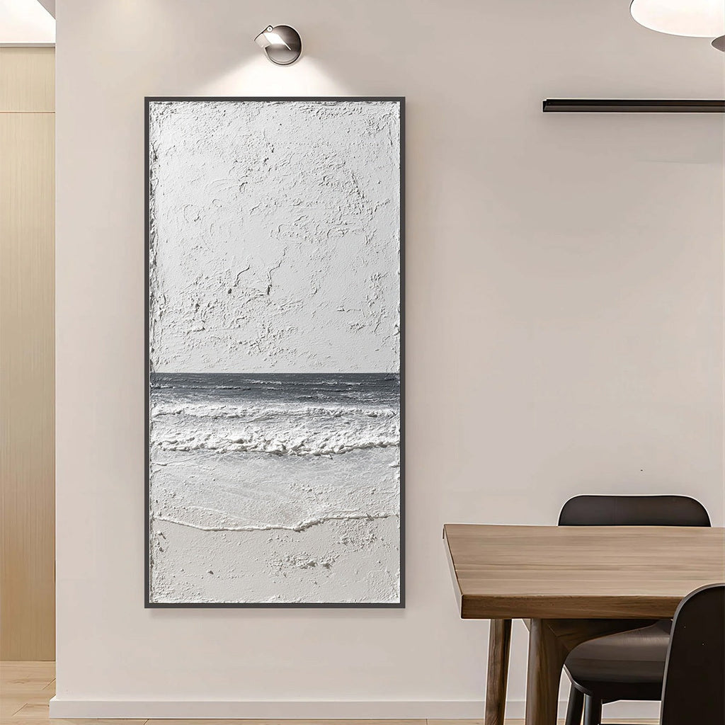 NOIR HORIZON: Textured Minimalist Black and White Seascape