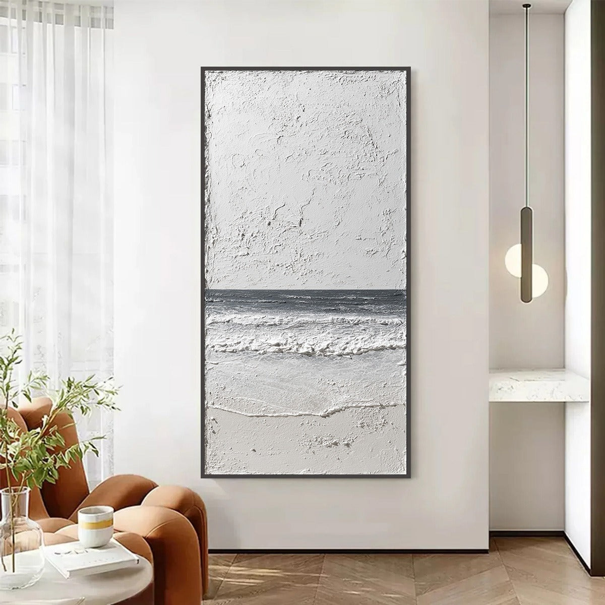 NOIR HORIZON: Textured Minimalist Black and White Seascape